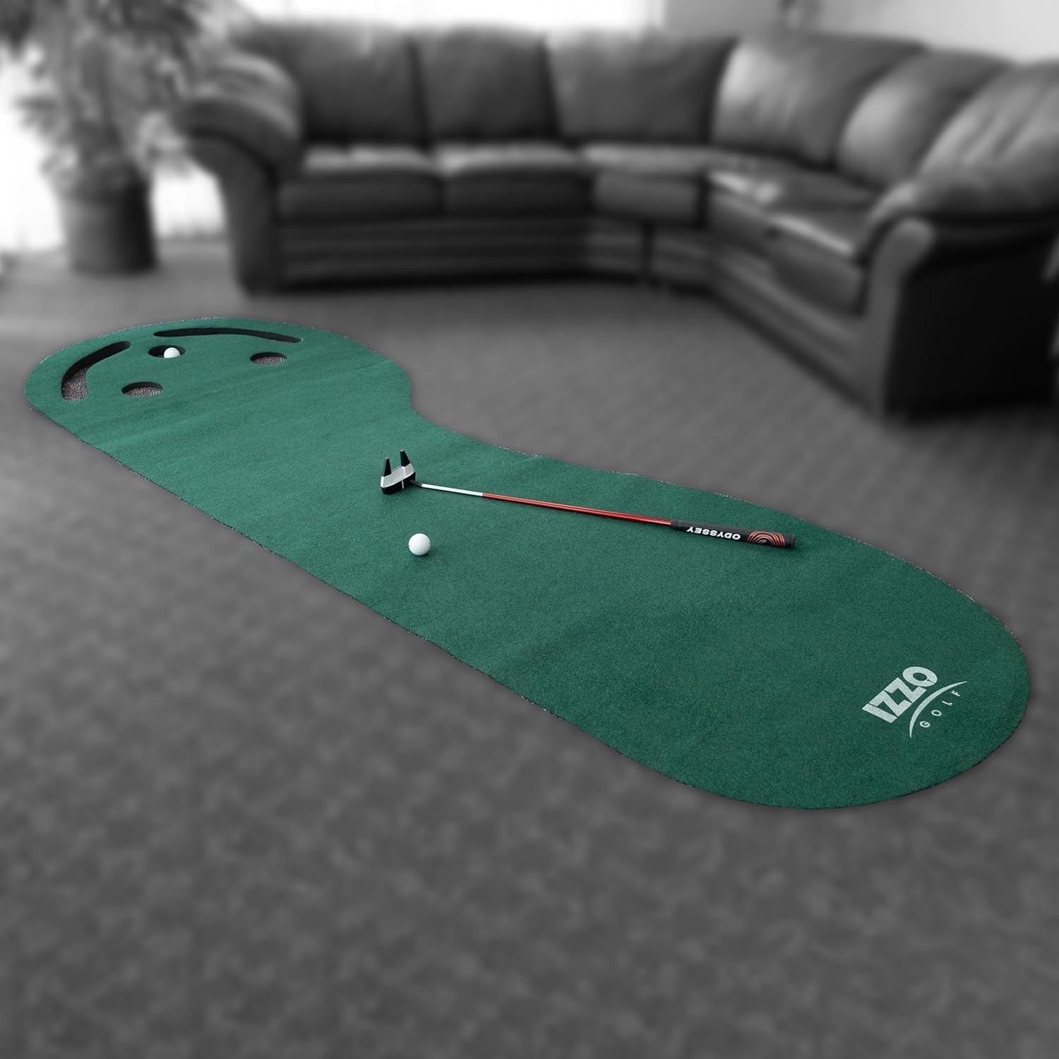 Golf Putting Mat 3x3ft Training Green 3 Hole Practice Indoor Outdoor