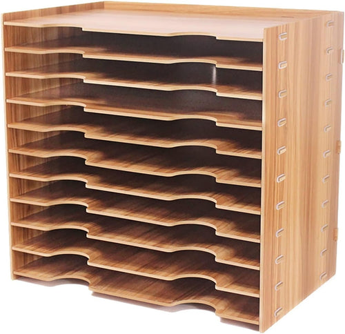 A3 Wooden Desk Tray Organizer – Multi-Layer Paper Storage, Office Tidy