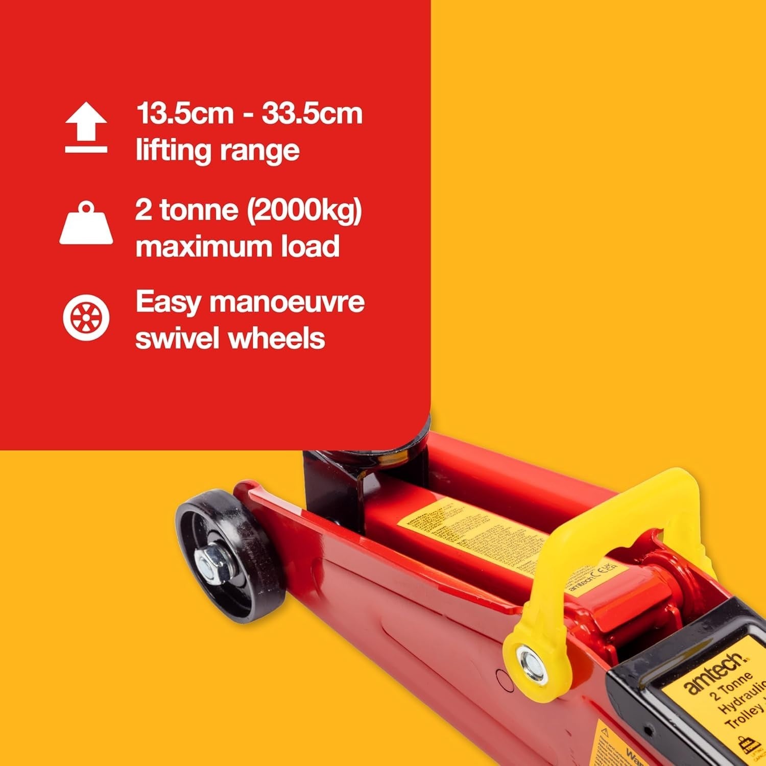 2 Ton Hydraulic Trolley Jack Car Lift 13.5–33.5cm Heavy Duty with Swivel Wheels