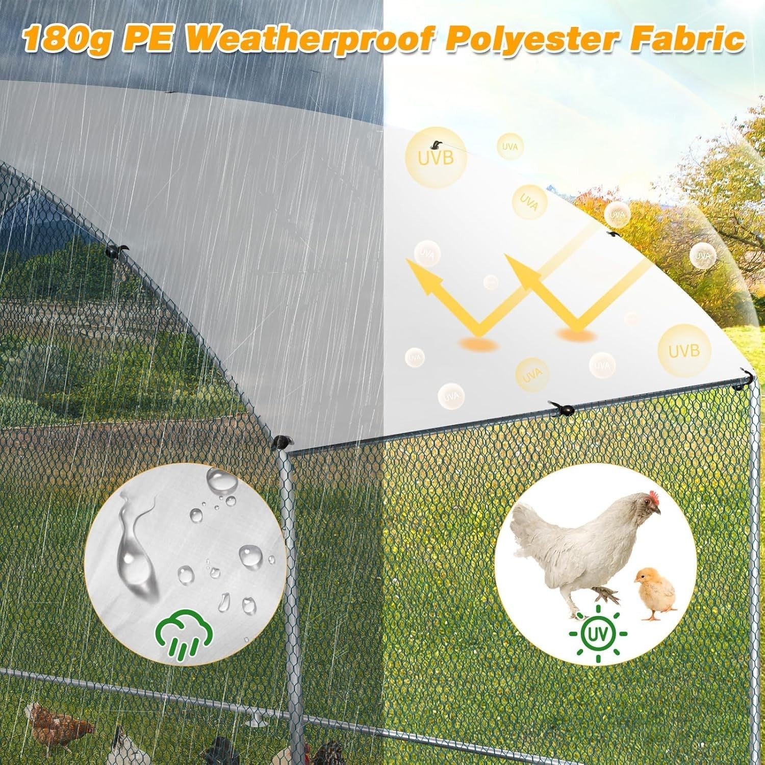 Walk In Chicken Run 2x3x2m Galvanised Metal Cage Cover Door