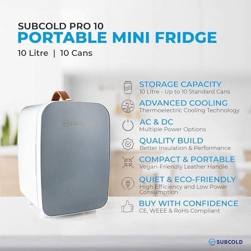 Mini Fridge 10L Portable Cooler AC/DC Compact Quiet Grey