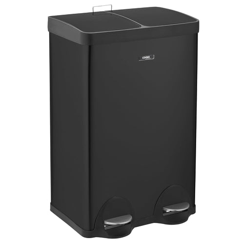 60L Dual Pedal Recycling Bin 2x30L Stainless Steel Black