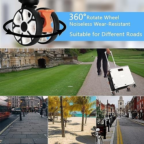 50L Heavy Duty Folding Trolley Cart 60KG with Telescopic Handle & Wheels