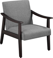 Modern Grey Linen Accent Chair Comfy Lounge Armchair Wood Legs Room