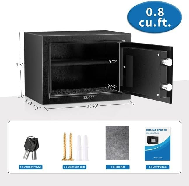 0.8 Cu Ft Digital Safe Box Electronic Keypad Cash Document Security Safe