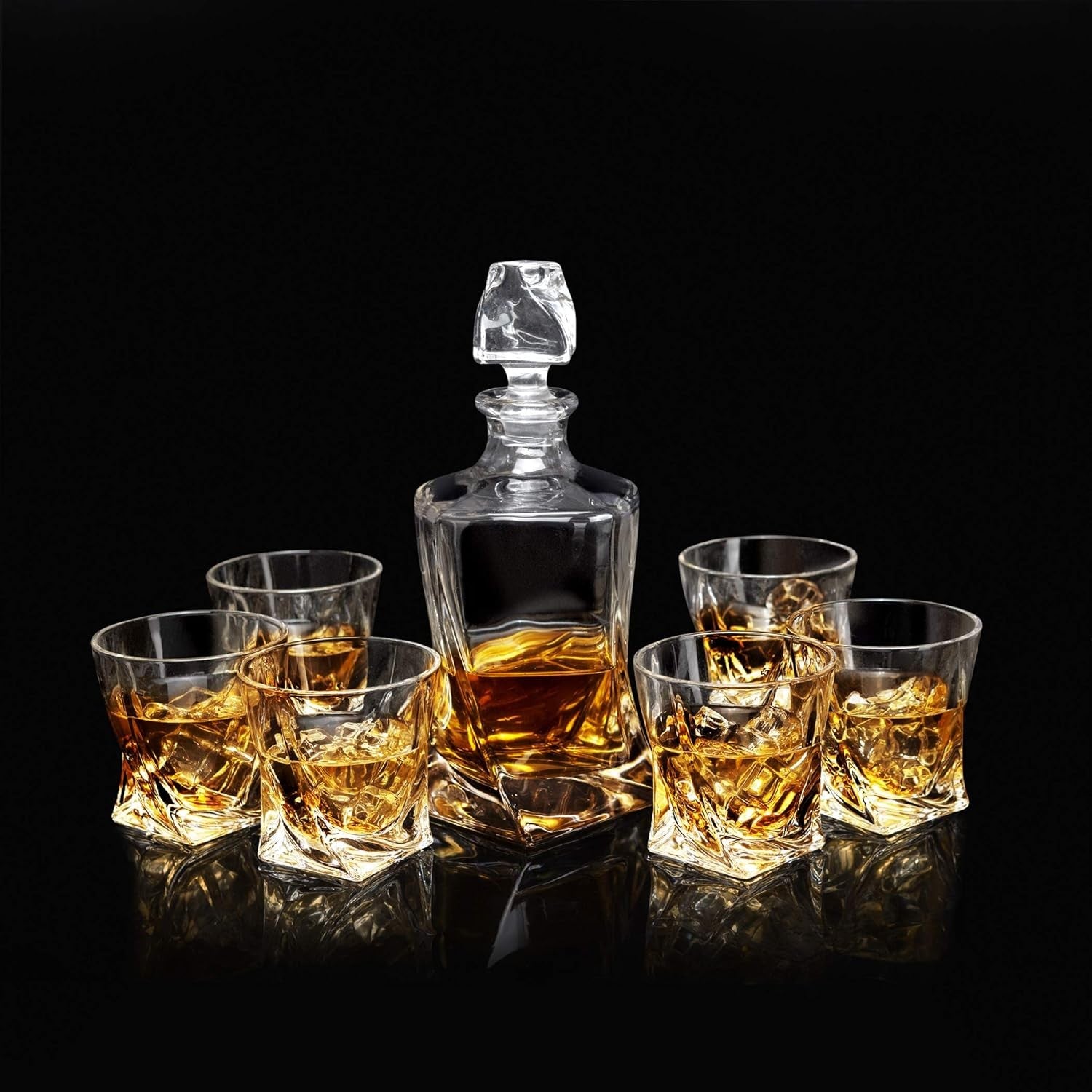 Crystal Whiskey Decanter Set 7-Piece 800ml + 6 Glasses 300ml Luxury Gift