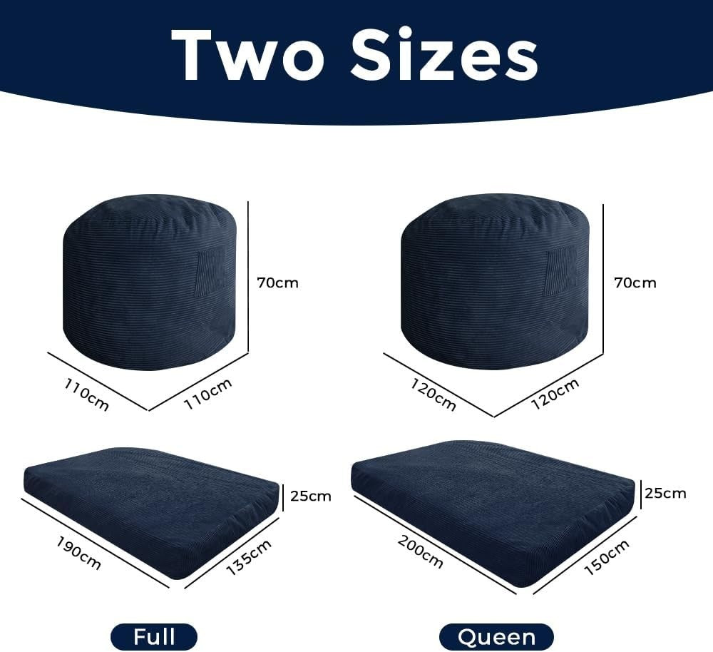 Convertible Bean Bag Chair to Bed Plush Sofa Lounger Soft Removable Cover