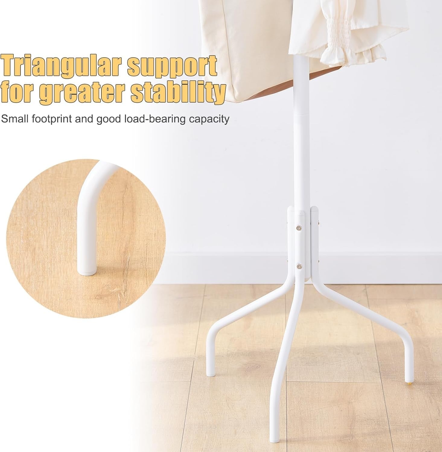 White Freestanding Coat Rack with 12 Hooks | Metal Hat & Scarf Organizer