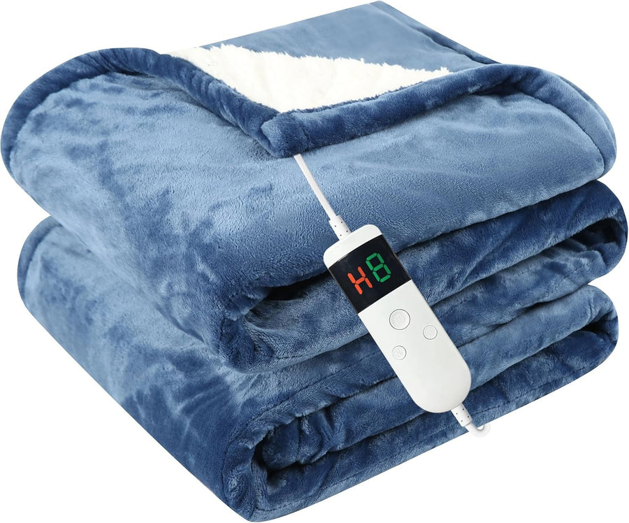 Electric Heated Throw Blanket 180x200cm Sherpa Fleece 10 Heat Auto Off