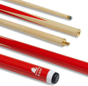 57in Snooker Pool Cue 2pc Centre Split 10mm Tip Brass Joint Red