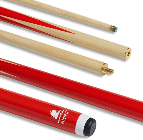 57in Snooker Pool Cue 2pc Centre Split 10mm Tip Brass Joint Red