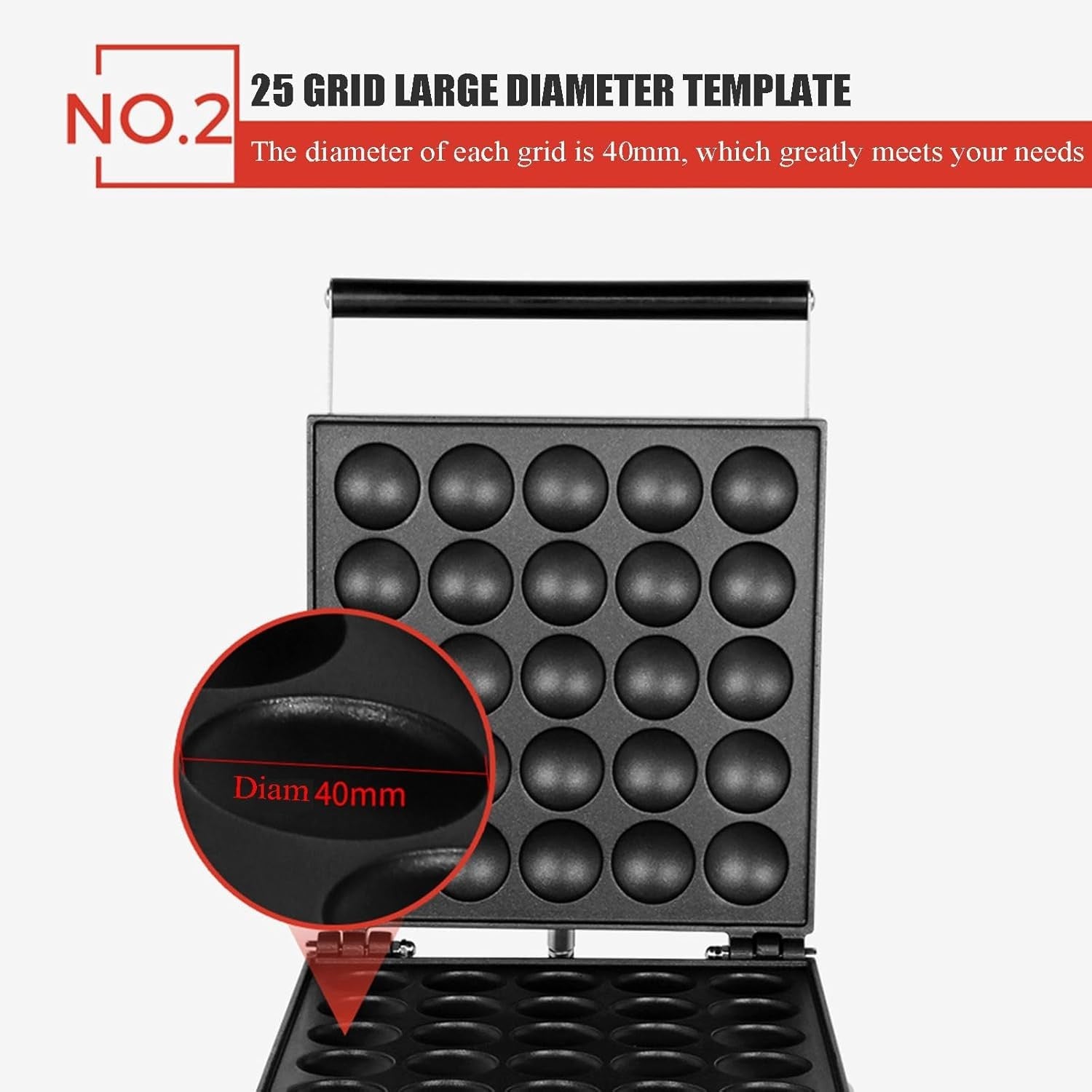 1750W Commercial Mini Pancake Maker | 25-Hole Non-Stick Electric Crepe & Waffle