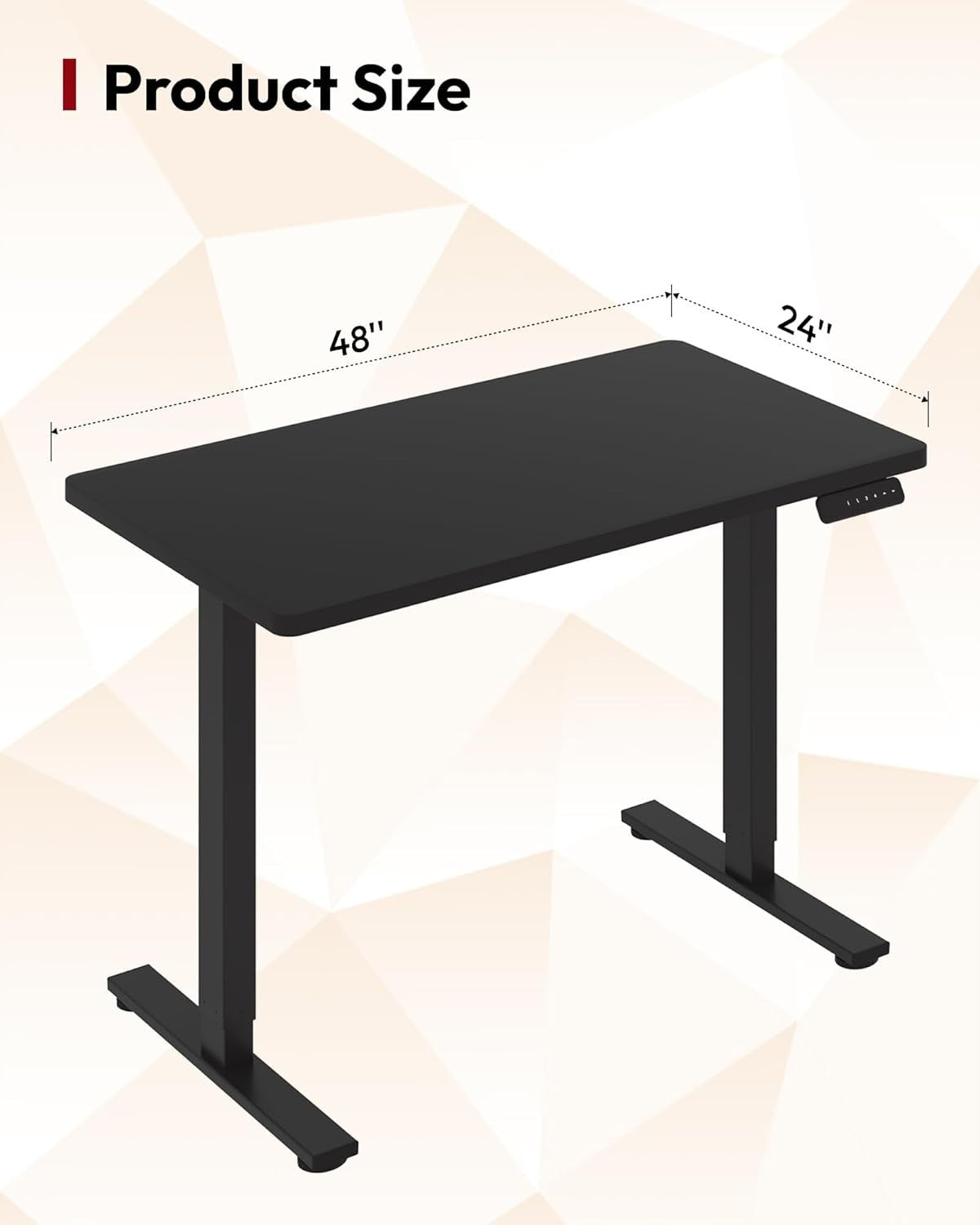 Black Electric Standing Desk 120x60cm with Memory & Adjustable Height
