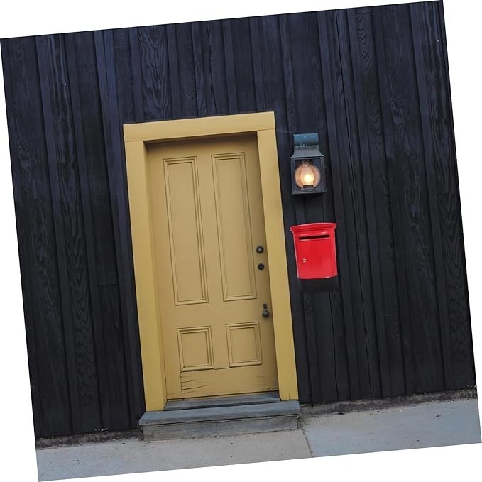 Vintage Red Wall Mount Mailbox Iron Post Box Outdoor Indoor Retro Letter Holder