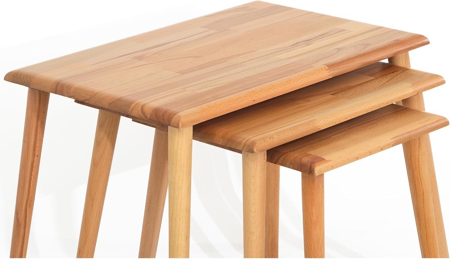 Mid-Century Modern Wood Coffee Table Nesting Rectangular Walnut Easy Assemble