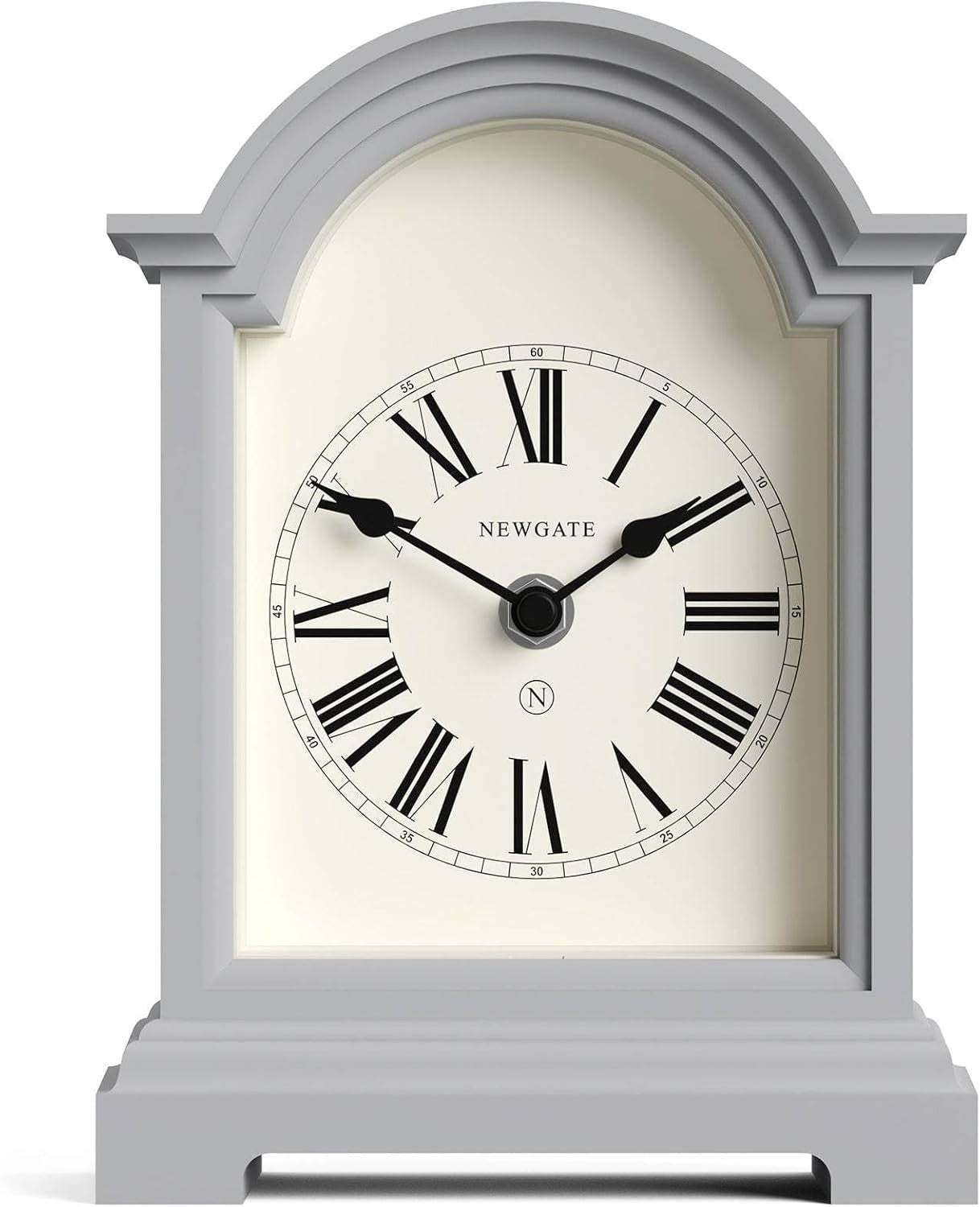 Mantel Clock Classic Arch Roman Numerals Silent Desk Shelf Clockwork Grey