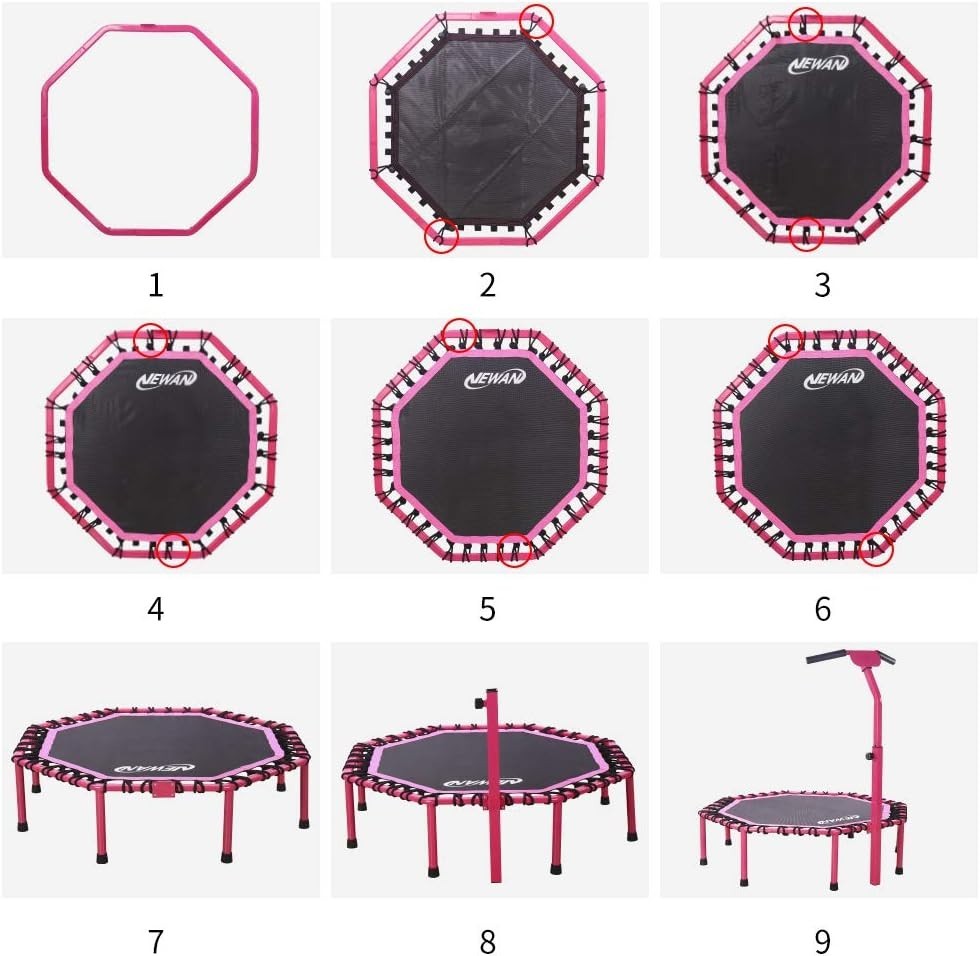 48in Pro Silent Rebounder Trampoline Adjustable Handle Indoor Fitness