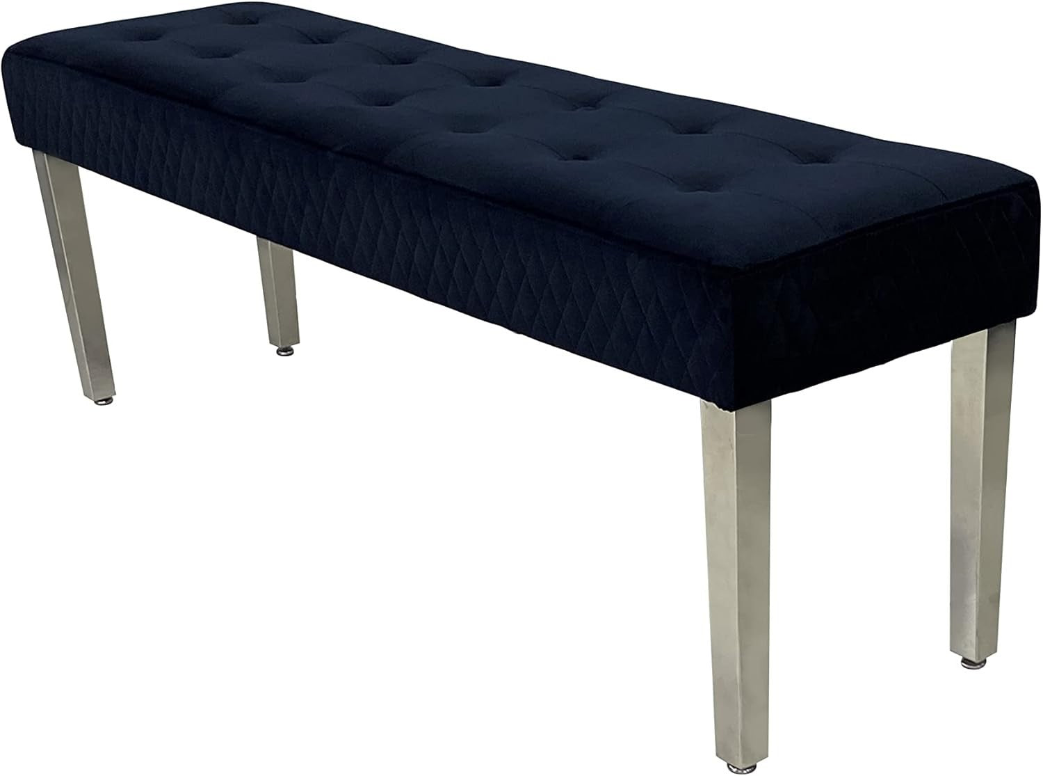 Luxury Black Velvet 3-Seater Bench Modern Upholstered Dining & Entryway Seat