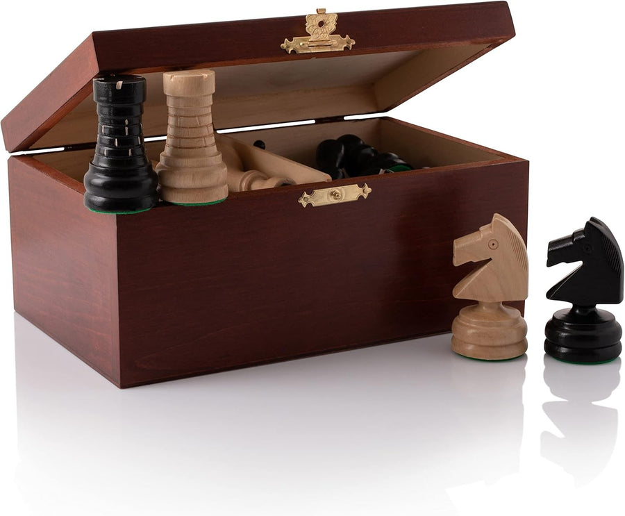 Tournament Weighted Wooden Chess Pieces with Mahogany Box – Luxury Set