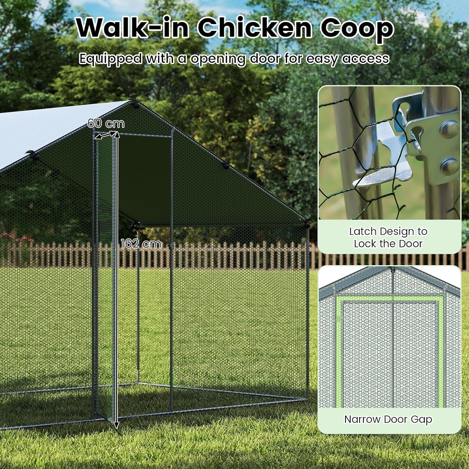 Walk In Poultry Run Galvanised Steel Enclosure with Waterproof Roof
