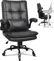 Ergonomic Office Chair Adjustable Lumbar Support Flip-Up Armrests Swivel Black