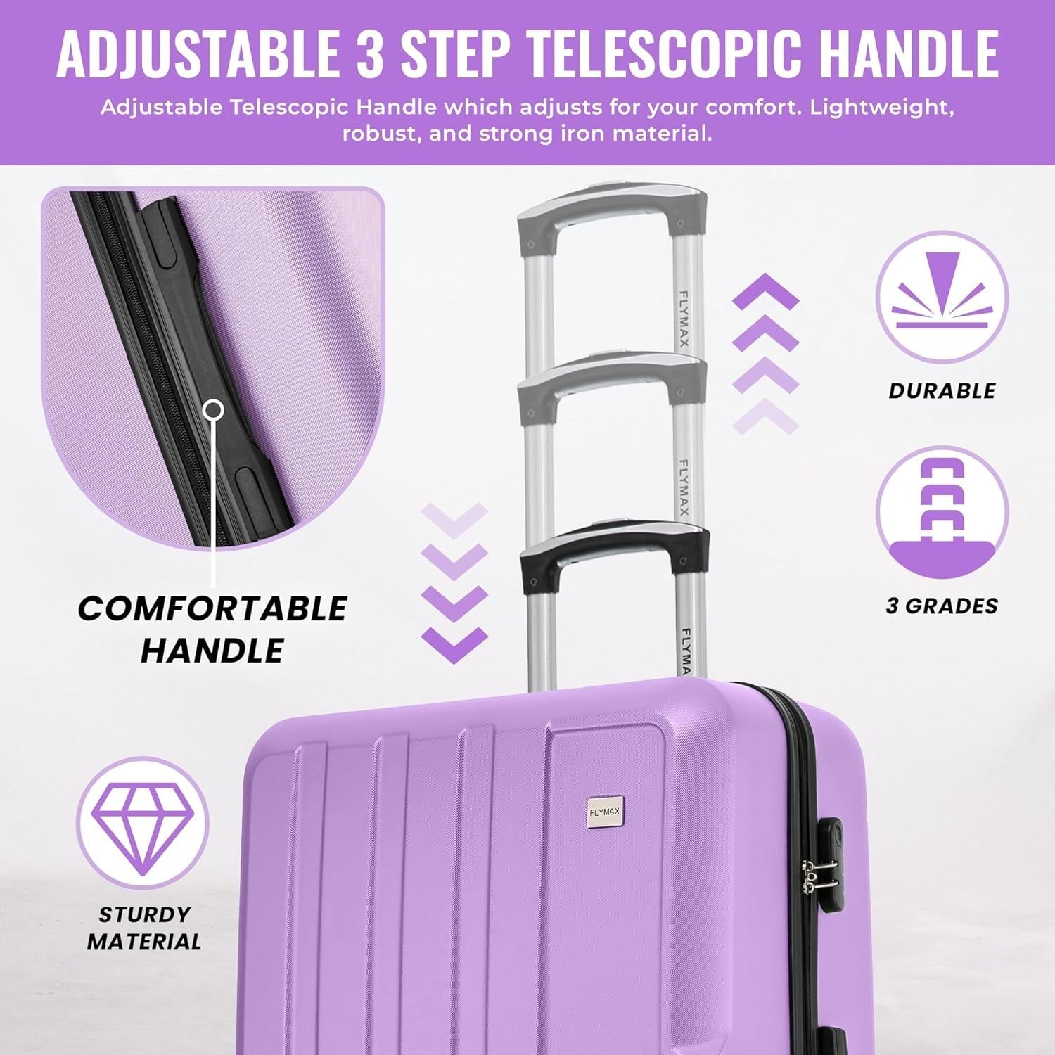 2pc Hard Shell Luggage Set Large + Medium Suitcases 4 Wheel Lightweight