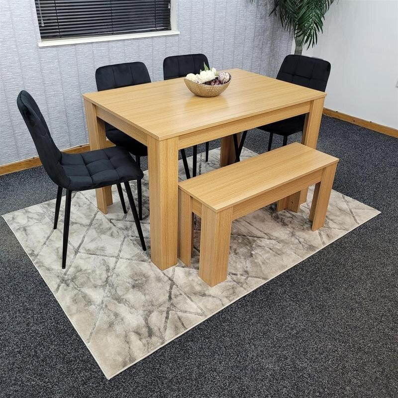 6 Seater Dining Table Set with Bench & 4 Chairs for Kitchen or Home