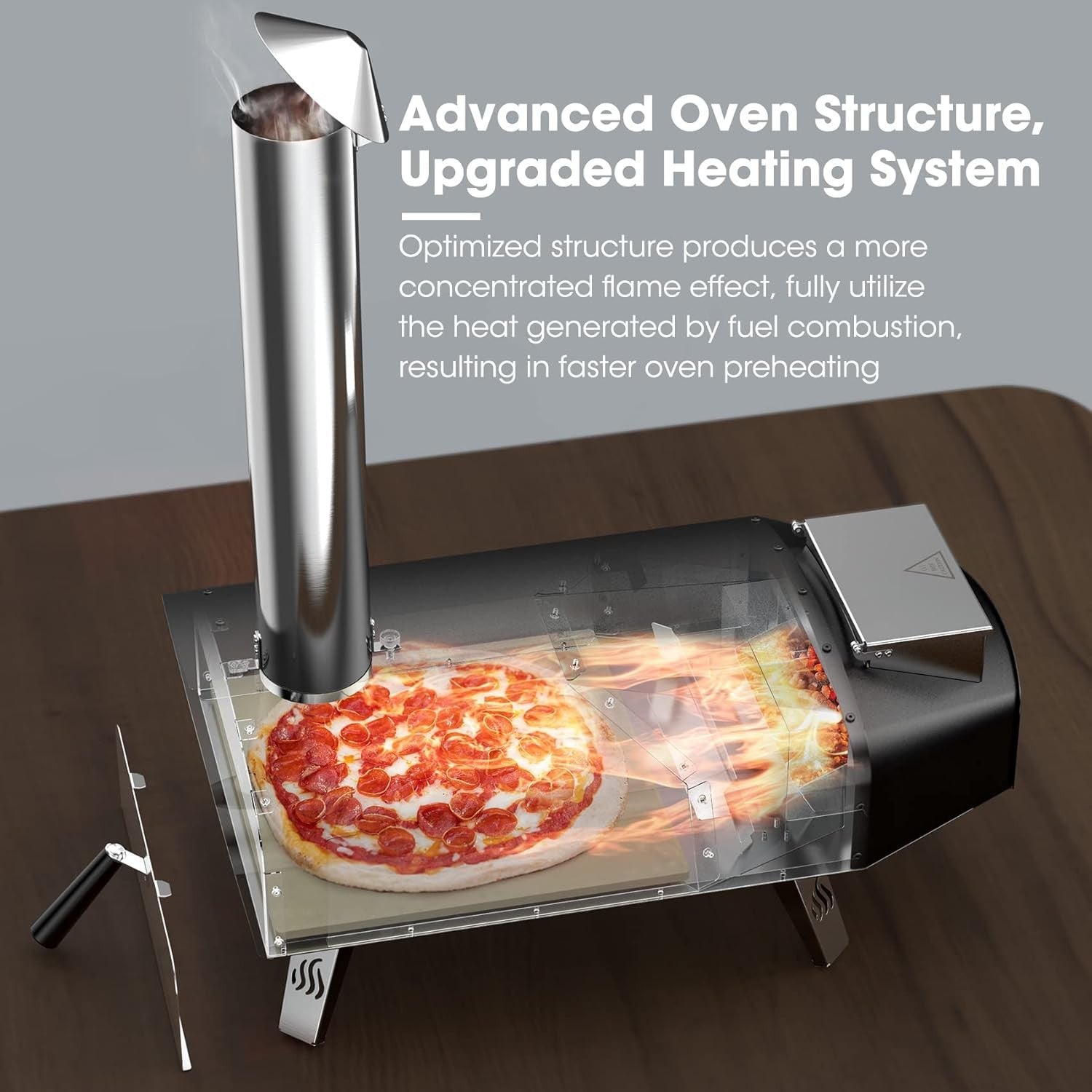 Outdoor Wood Pellet Pizza Oven Portable Garden BBQ Cooker w Stone Peel 67x35x76c