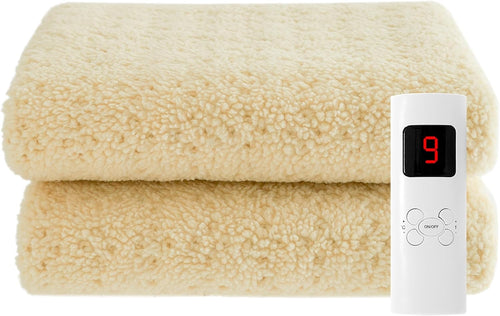 Single Electric Heated Blanket 9 Heat Timer Soft Fleece Mattress 190x90cm