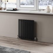 Black Horizontal Flat Panel Radiator 600x544mm Modern Bathroom Kitchen