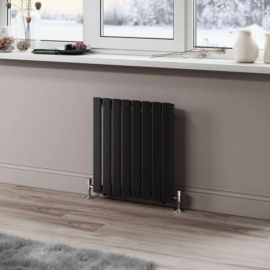 Black Horizontal Flat Panel Radiator 600x544mm Modern Bathroom Kitchen