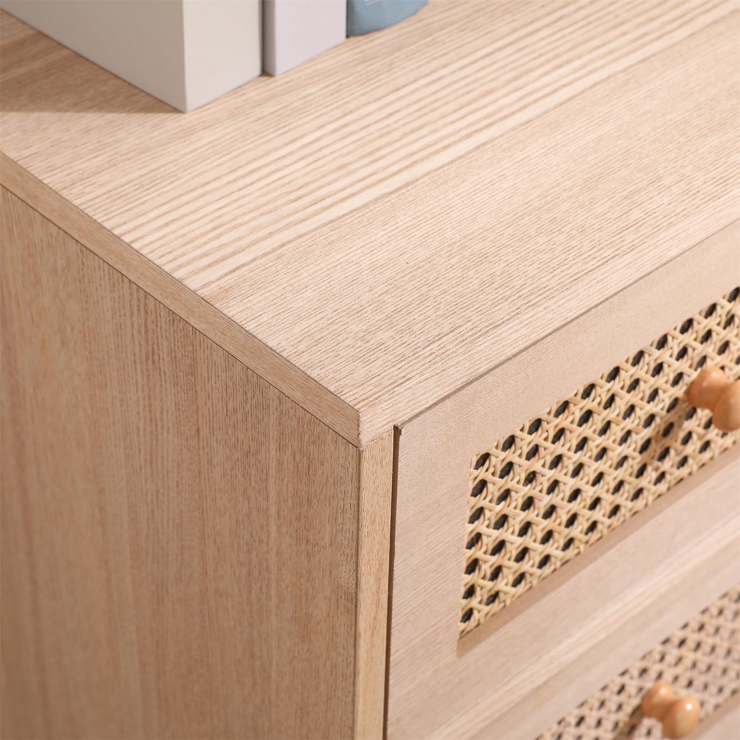 Natural Rattan 3 Drawer Chest Wood Dresser Sideboard Storage Cabinet 80cm