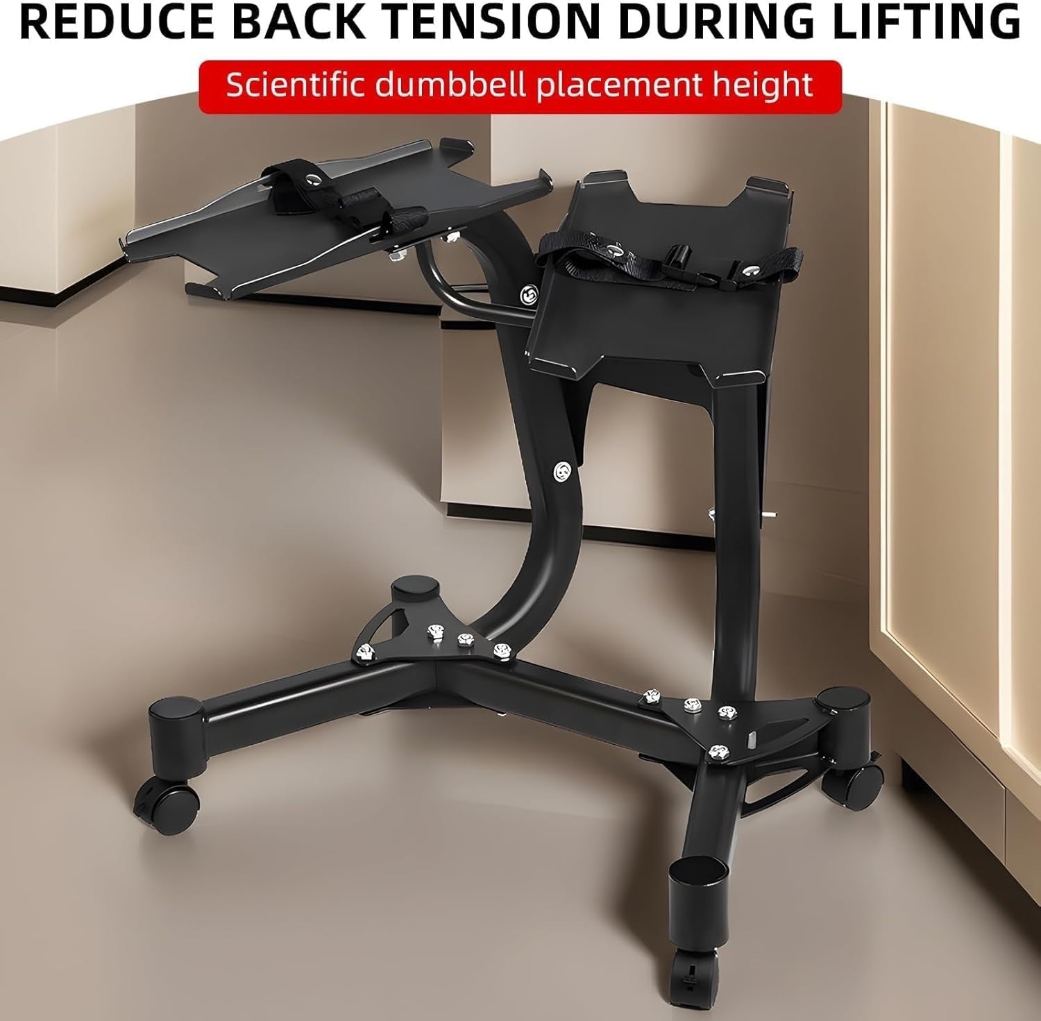 340LB Heavy Duty Dumbbell Rack with Wheels Adjustable Weight Stand Home Gym