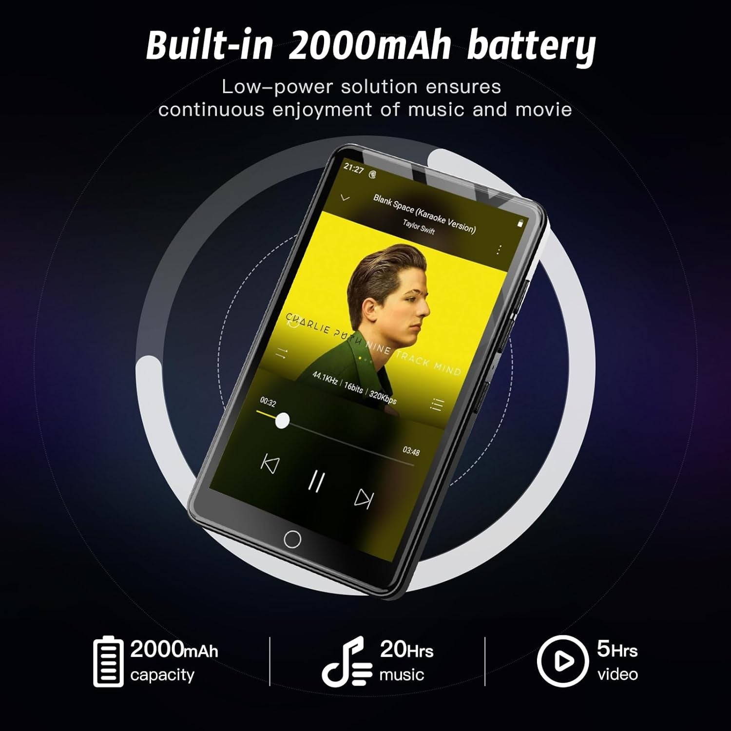 80GB MP3 Player WiFi Bluetooth 4.02" Touch Spotify Camera