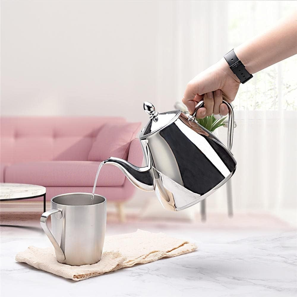 Stainless Steel Teapot 1.5L Tea Coffee Server Easy Pour Drip Free Pot