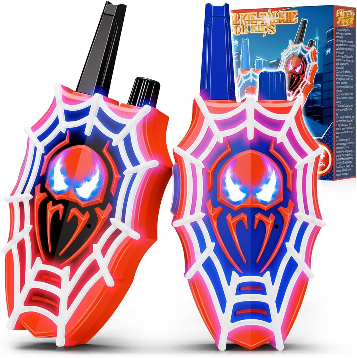 Kids Walkie Talkies Toy 2 Pack Light Up Hero Design Long Range Radio