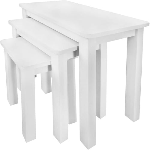 Nest of Tables Coffee Side End Table Set Angel White Engineered Wood Easy Build
