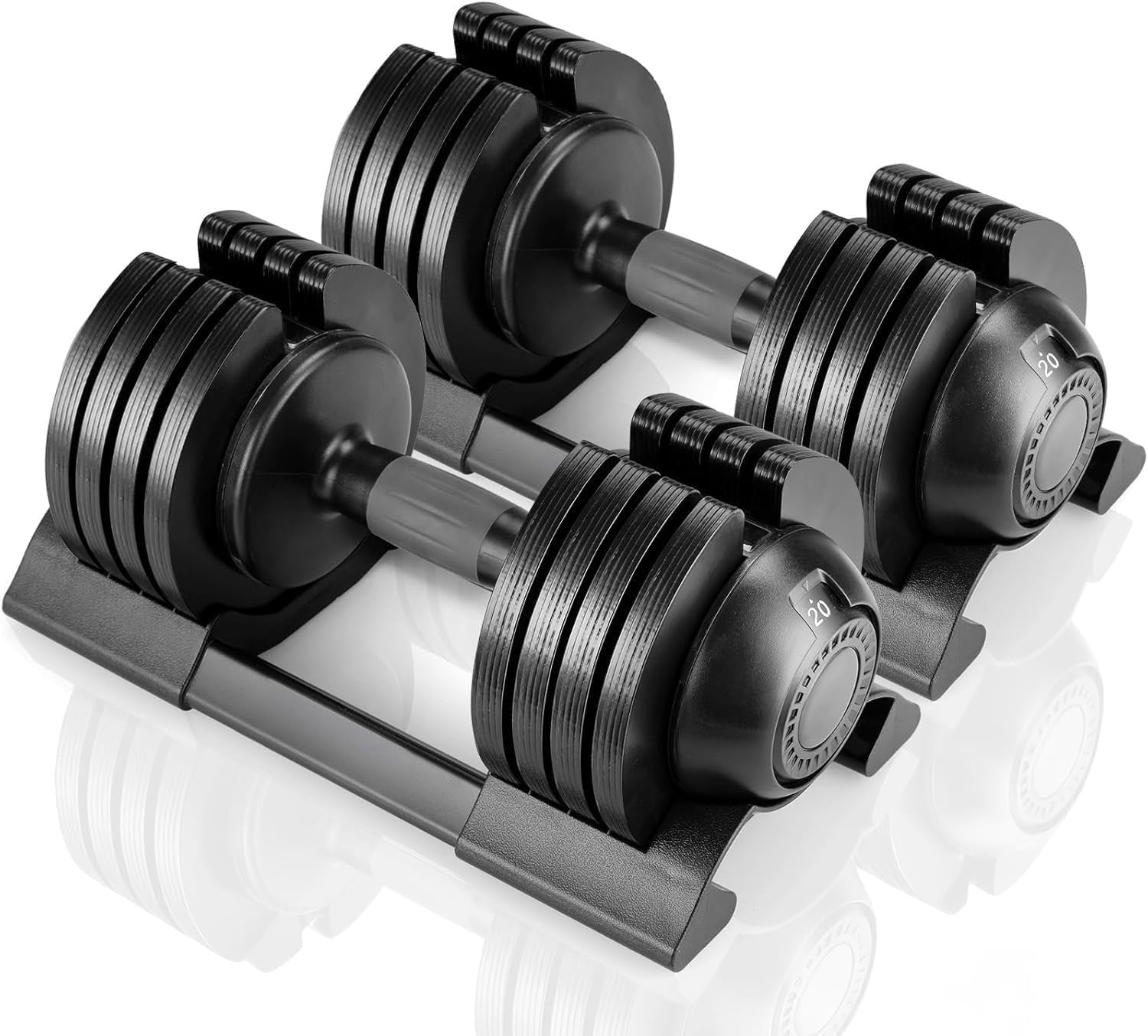 40kg Adjustable Dumbbell Set Pair 5-in-1 Quick Change Non-Slip Home Gym