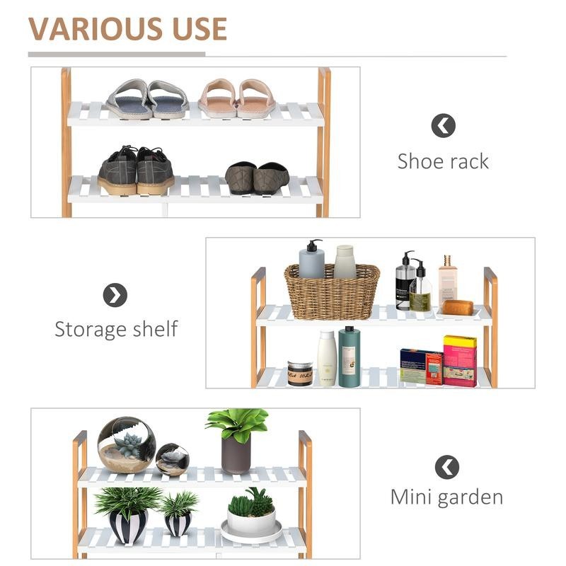 4-Tier Wooden Shoe Rack Stand – Freestanding Slatted Storage Shelf