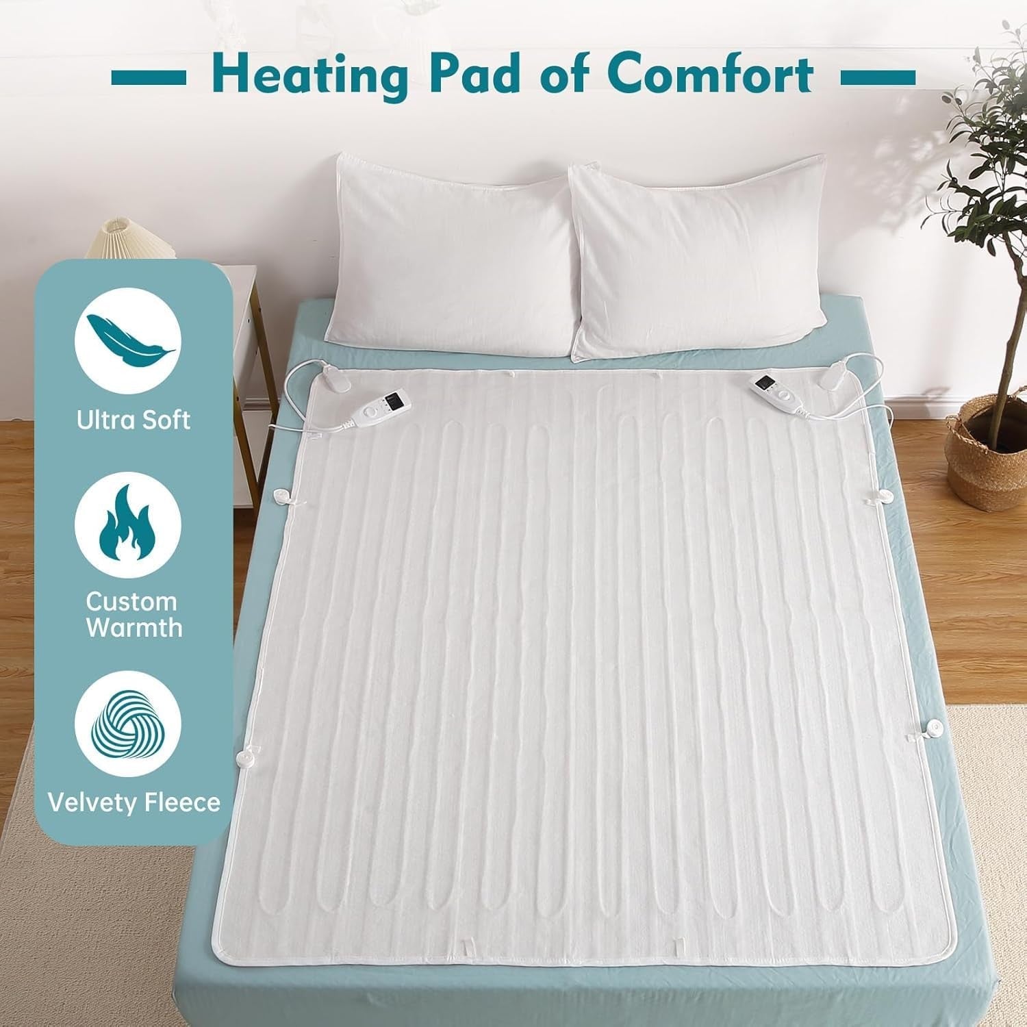Electric Heated Underblanket King Size Dual Control 5 Heat Timer Washable