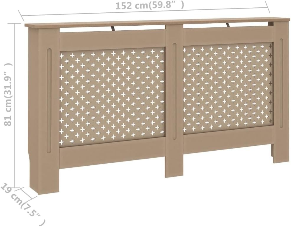 Modern Radiator Cover Cabinet 152x19x81cm MDF Wooden Heater Enclosure Brown
