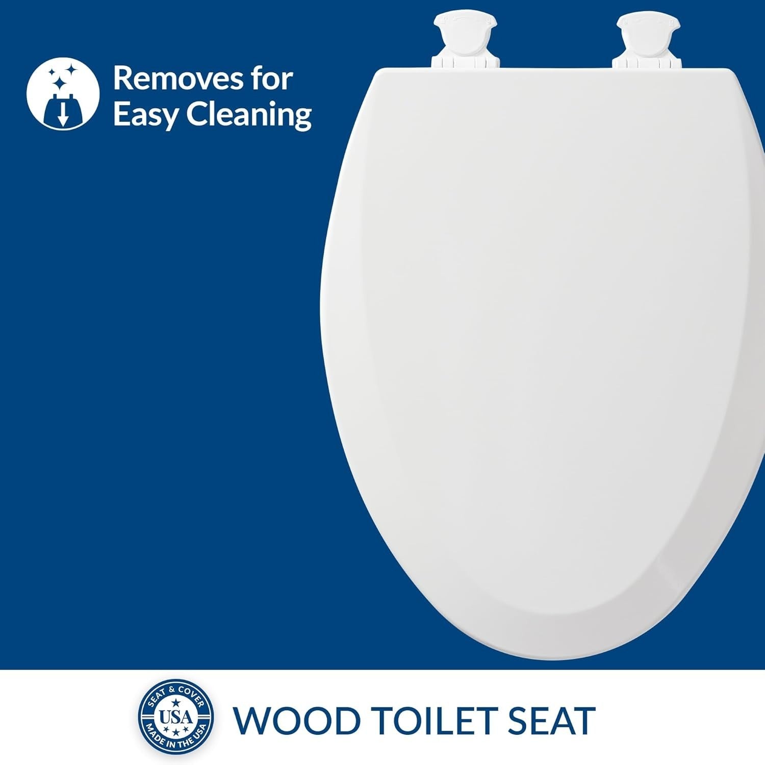 Elongated Toilet Seat Cotton White – Lift-Off, Durable Molded Wood