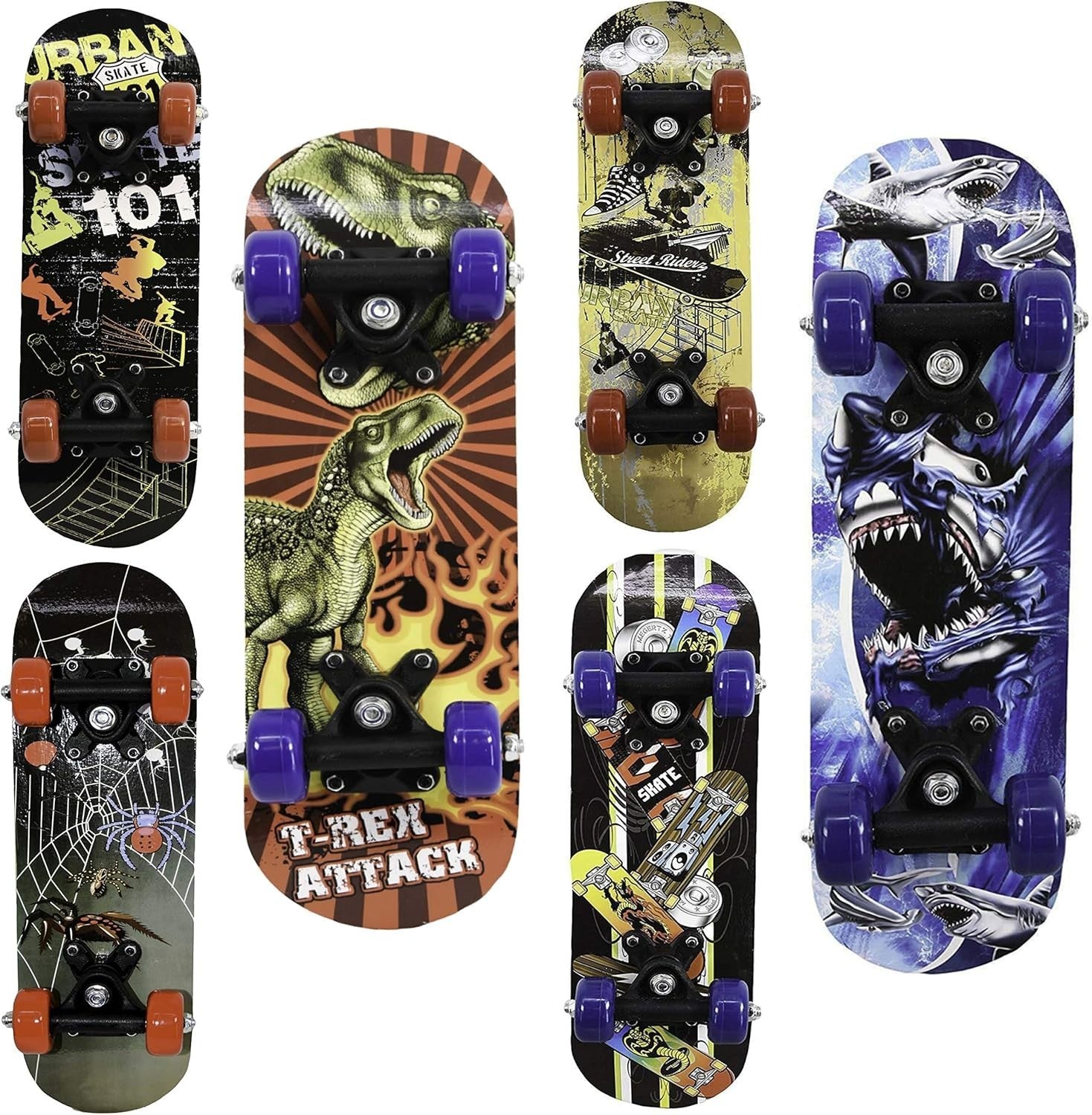 17in Kids Mini Skateboard Beginner Wood Deck Dino Design Outdoor Toy