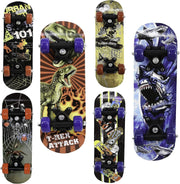 17in Kids Mini Skateboard Beginner Wood Deck Dino Design Outdoor Toy