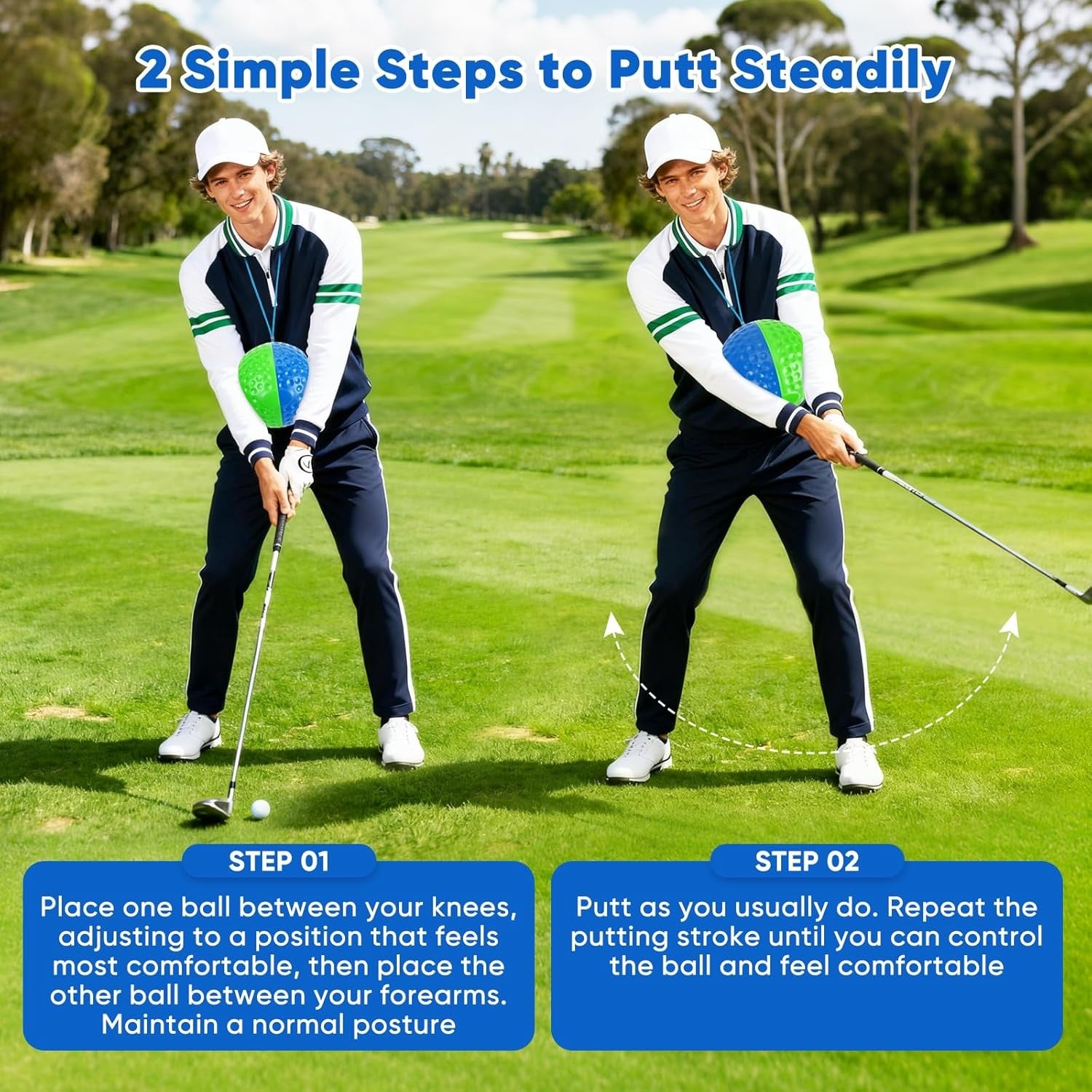 Golf Swing Trainer Ball Posture Correction Aid w/ Carry Rope