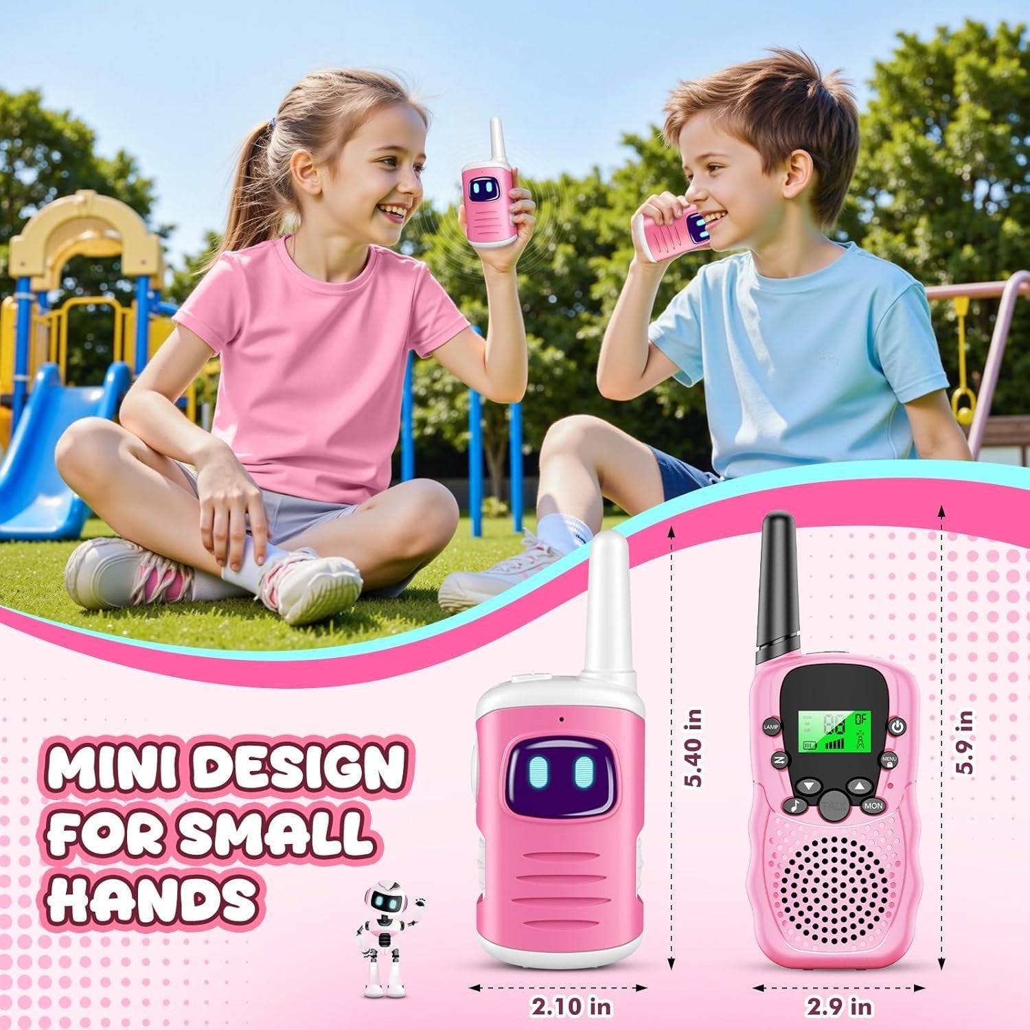 Kids Walkie Talkies White Pink Outdoor Toy Radios Girls Birthday Gift