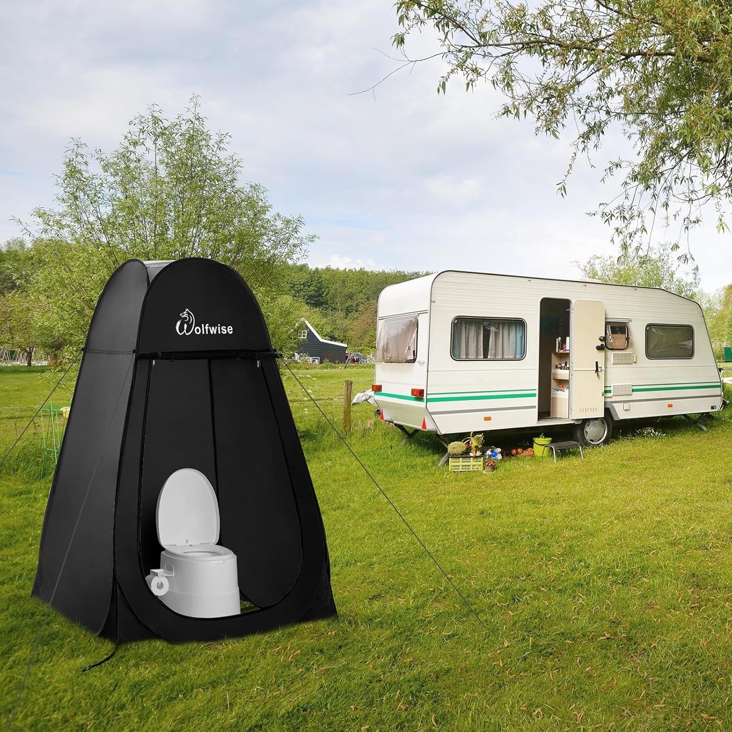Pop Up Camping Toilet Shower Tent Black Privacy Changing