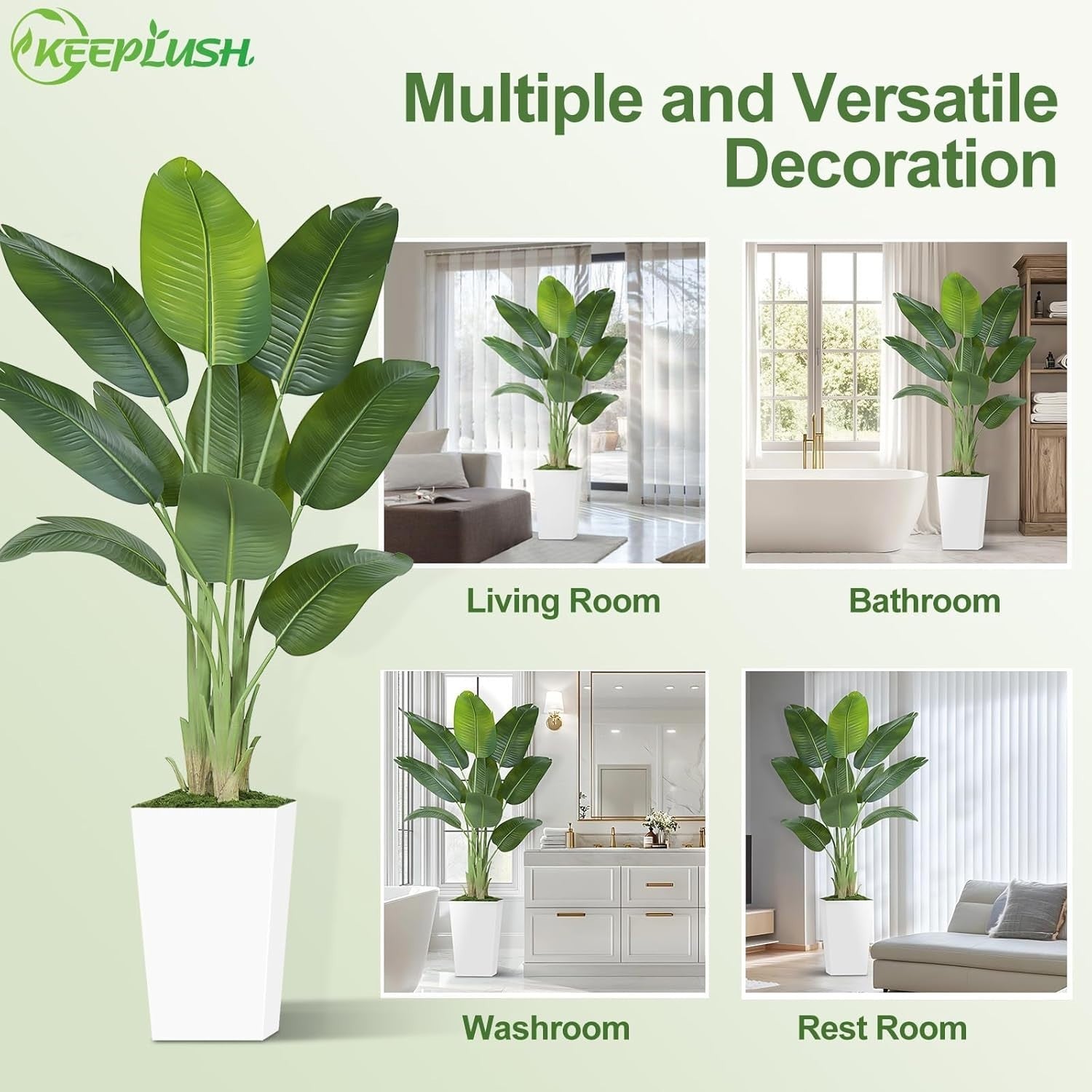 Bird of Paradise Plant 6ft 180cm Lifelike Indoor Potted Tropical Decor White Pot