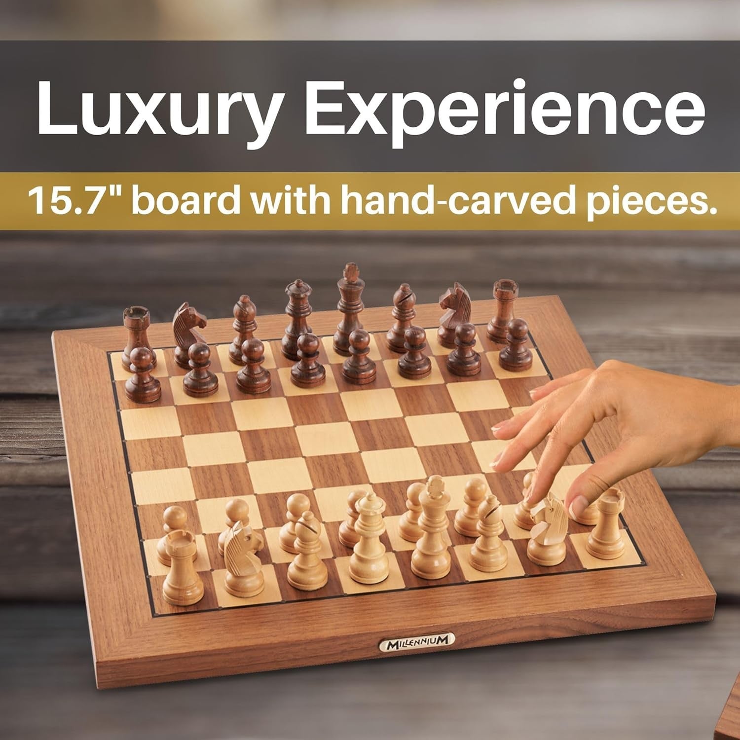 Premium Wooden Electronic Chess Set with LED Indicators & Piece Recognition