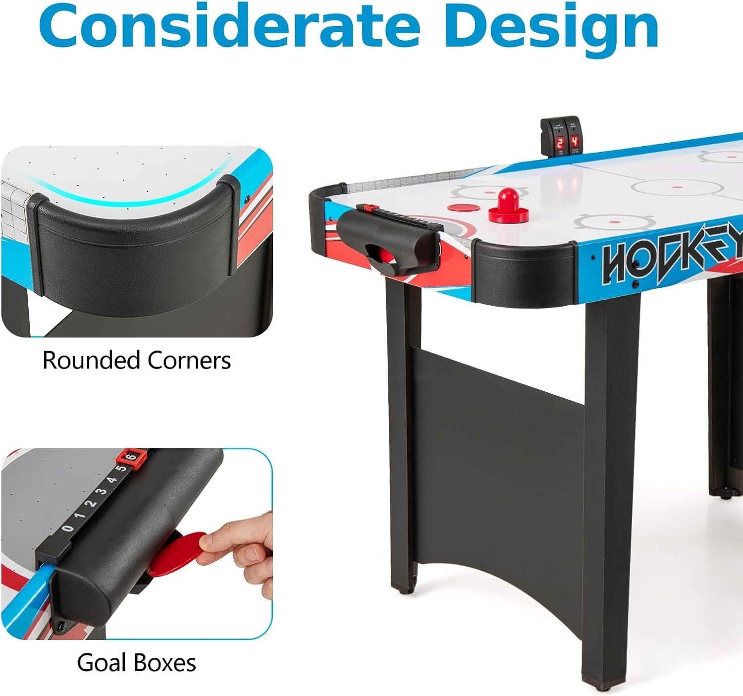 48 Inch LED Air Hockey Table 12V Motor Infrared Scoring Arcade Play